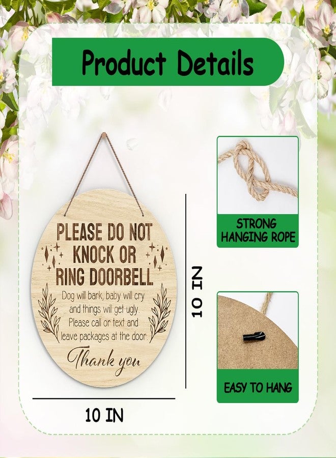 KFNER Baby Sleeping Sign for Front Door, Do Not Knock or Ring Doorbell Door Decorations, Rustic Wooden Hanging Sign for Farmhouse Porch Nursery, Wood Door Hanger for Outdoor, Kids Room Wall Decor -39 - Image 2